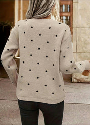 Polka Dot Knit Sweater For Women Soft Cozy Pullover - OKOHOKO™ FASHION