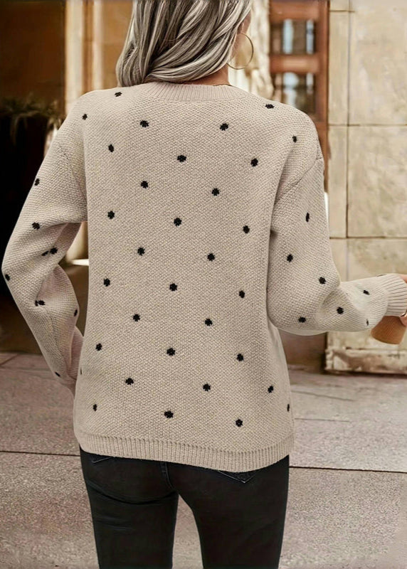 Polka Dot Knit Sweater For Women Soft Cozy Pullover - OKOHOKO™ FASHION