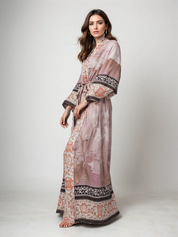 Elegant Long Floral Kimono Robe for Women Dusty Rose One Size Fits All Dresses