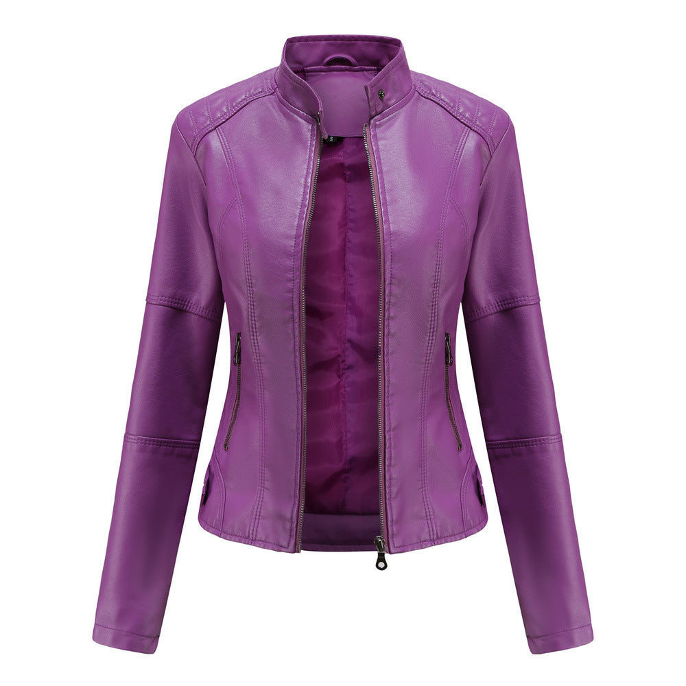 Womens Slim Leather Jacket Lightweight Casual Fashion - OKOHOKO™ FASHION