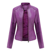 Womens Slim Leather Jacket Lightweight Casual Fashion - OKOHOKO™ FASHION