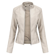 Womens Slim Leather Jacket Lightweight Casual Fashion - OKOHOKO™ FASHION