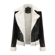 Womens Eco Leather Winter Jacket With Plush Fleece Lining - OKOHOKO™ FASHION
