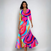 Floral Wrap Maxi Dress For Women Elegant Summer Gown - OKOHOKO™ FASHION