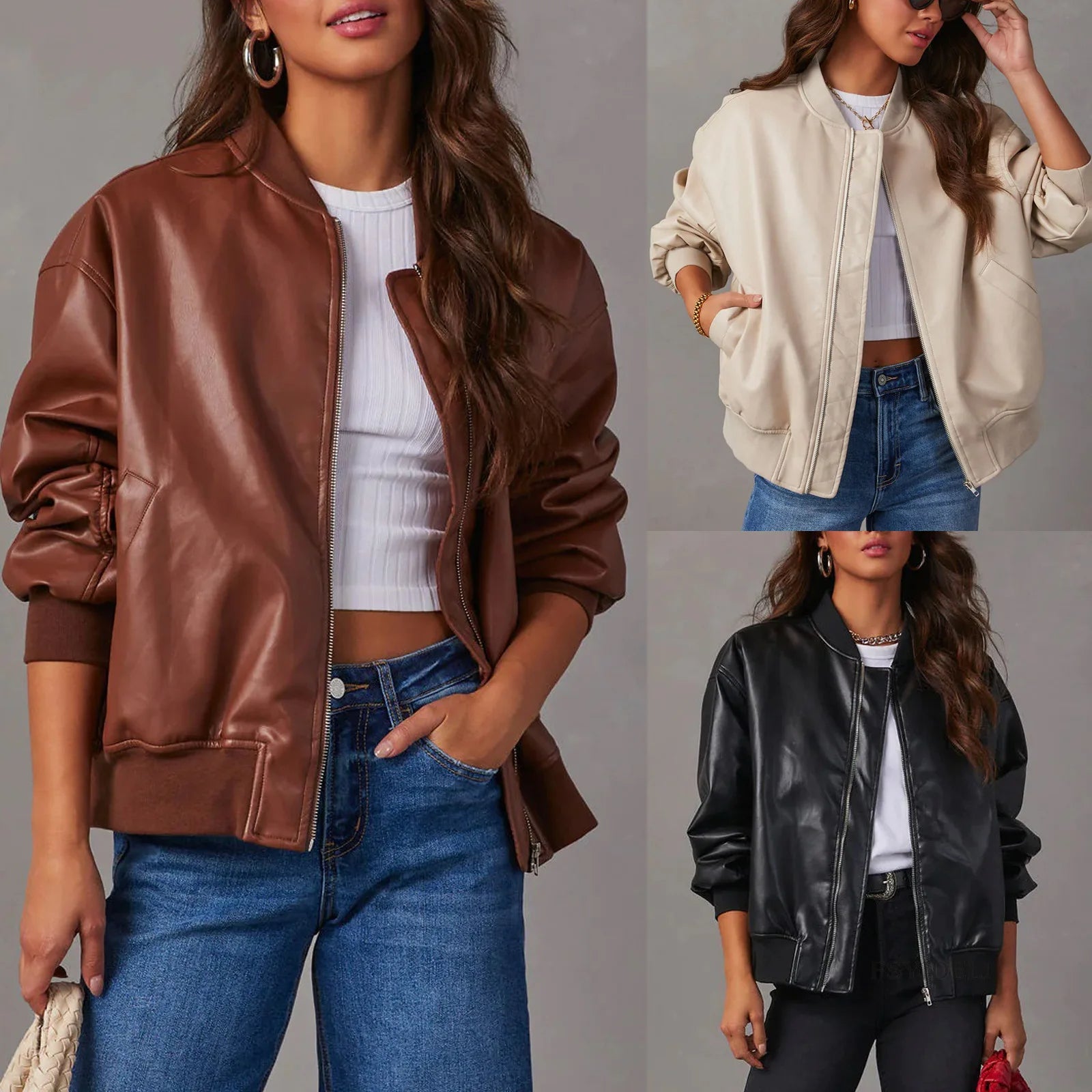 Casual Leather Jacket For Women Everyday Wear Warm Lined - OKOHOKO™ FASHION