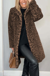 Leopard Print Coat Women Chic Warm Cozy Winter Outerwear - OKOHOKO™ FASHION