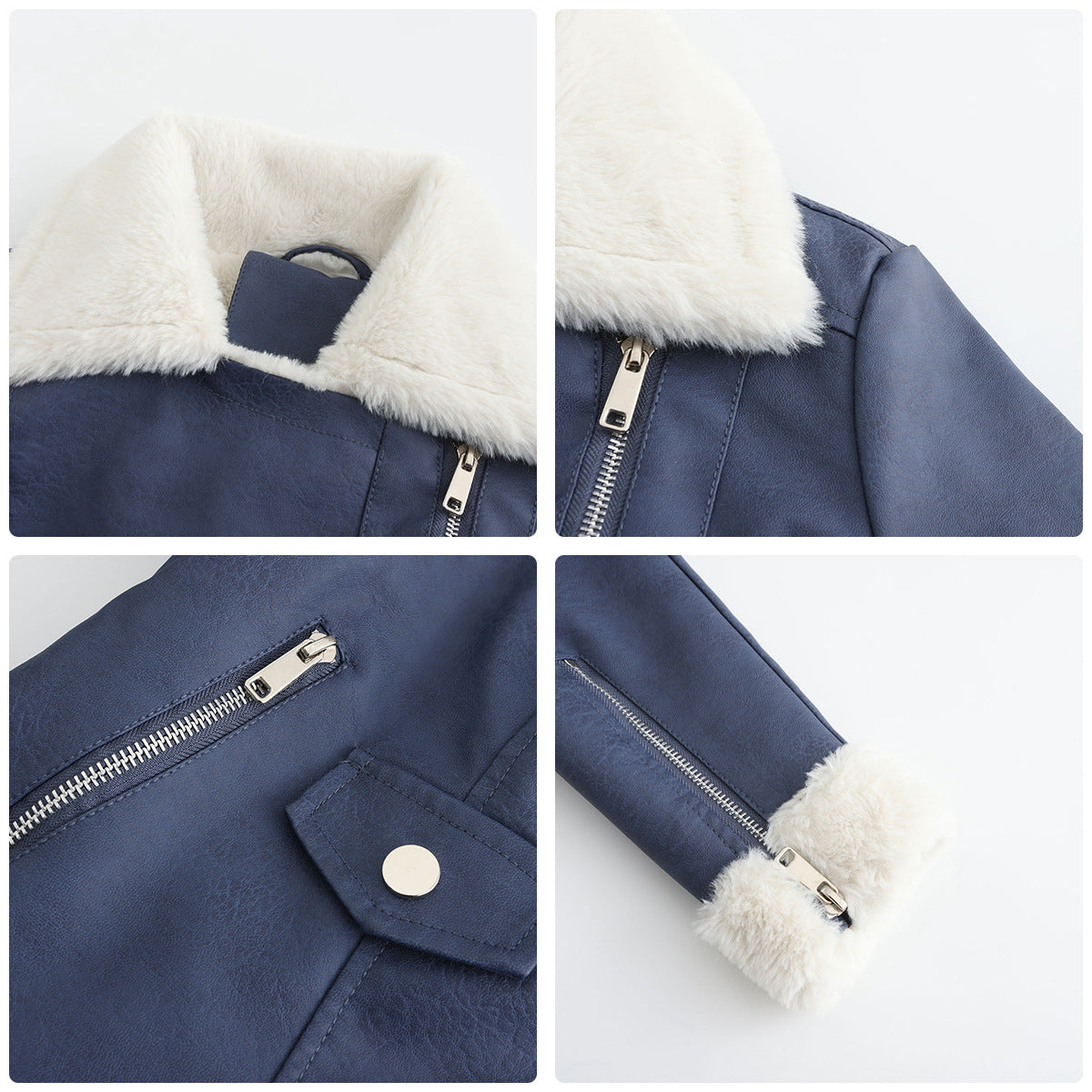 Womens Eco Leather Winter Jacket With Plush Fleece Lining - OKOHOKO™ FASHION