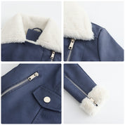 Womens Eco Leather Winter Jacket With Plush Fleece Lining - OKOHOKO™ FASHION