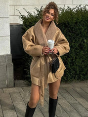 Warm Lambswool Leather Jacket For Women Fur Lined Winter - OKOHOKO™ FASHION