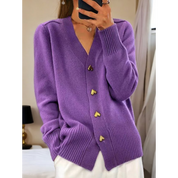 Flattering Button Up Cardigan With Gold Heart Buttons - OKOHOKO™ FASHION