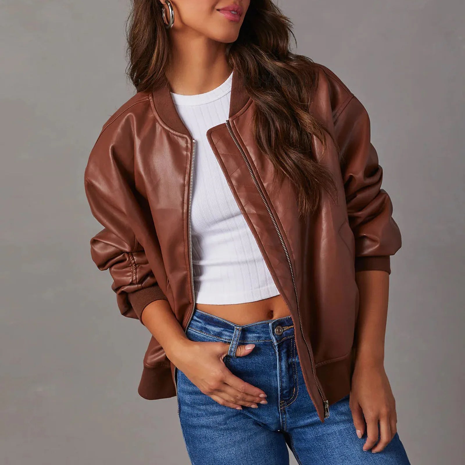 Casual Leather Jacket For Women Everyday Wear Warm Lined - OKOHOKO™ FASHION