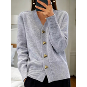 Flattering Button Up Cardigan With Gold Heart Buttons - OKOHOKO™ FASHION