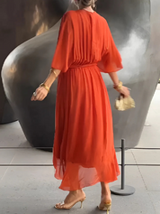 Timeless Wrap Midi Dress For Women Elegant Comfort Everyday - OKOHOKO™ FASHION