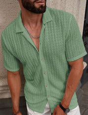 Men's Slim Fit Short Sleeve Casual Shirt For Everyday Wear Light Green Shirts