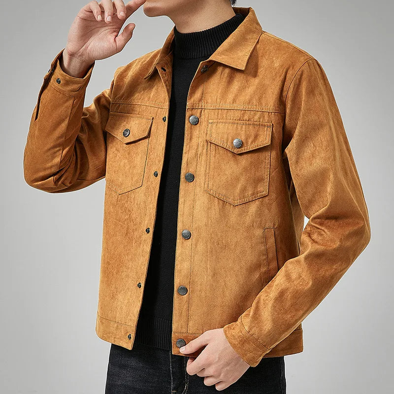 Casual Suede Leather Jacket For Men Premium Quality - OKOHOKO™ FASHION
