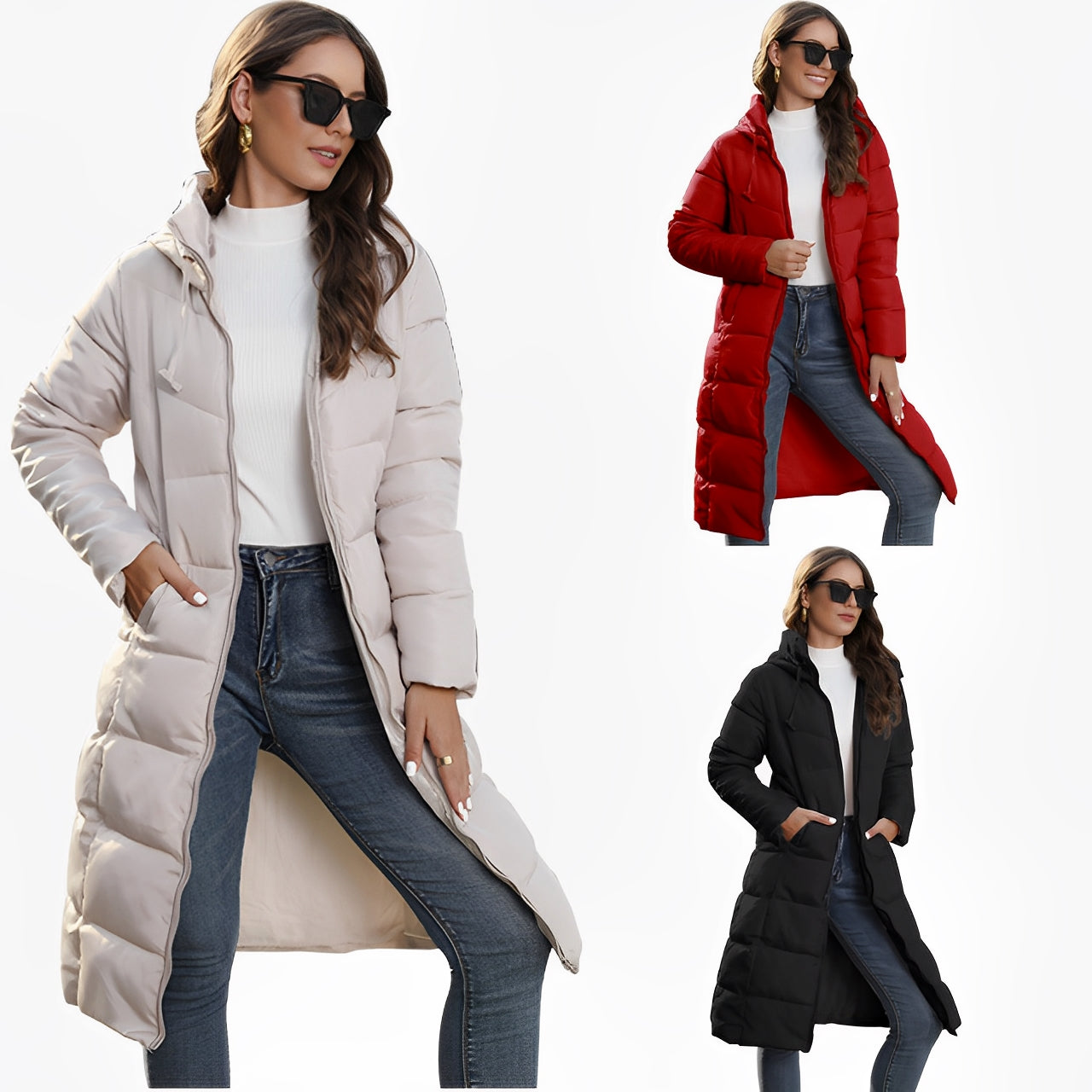 Women Slim Fit Cotton Padded Jacket Hooded Winter Coat - OKOHOKO™ FASHION