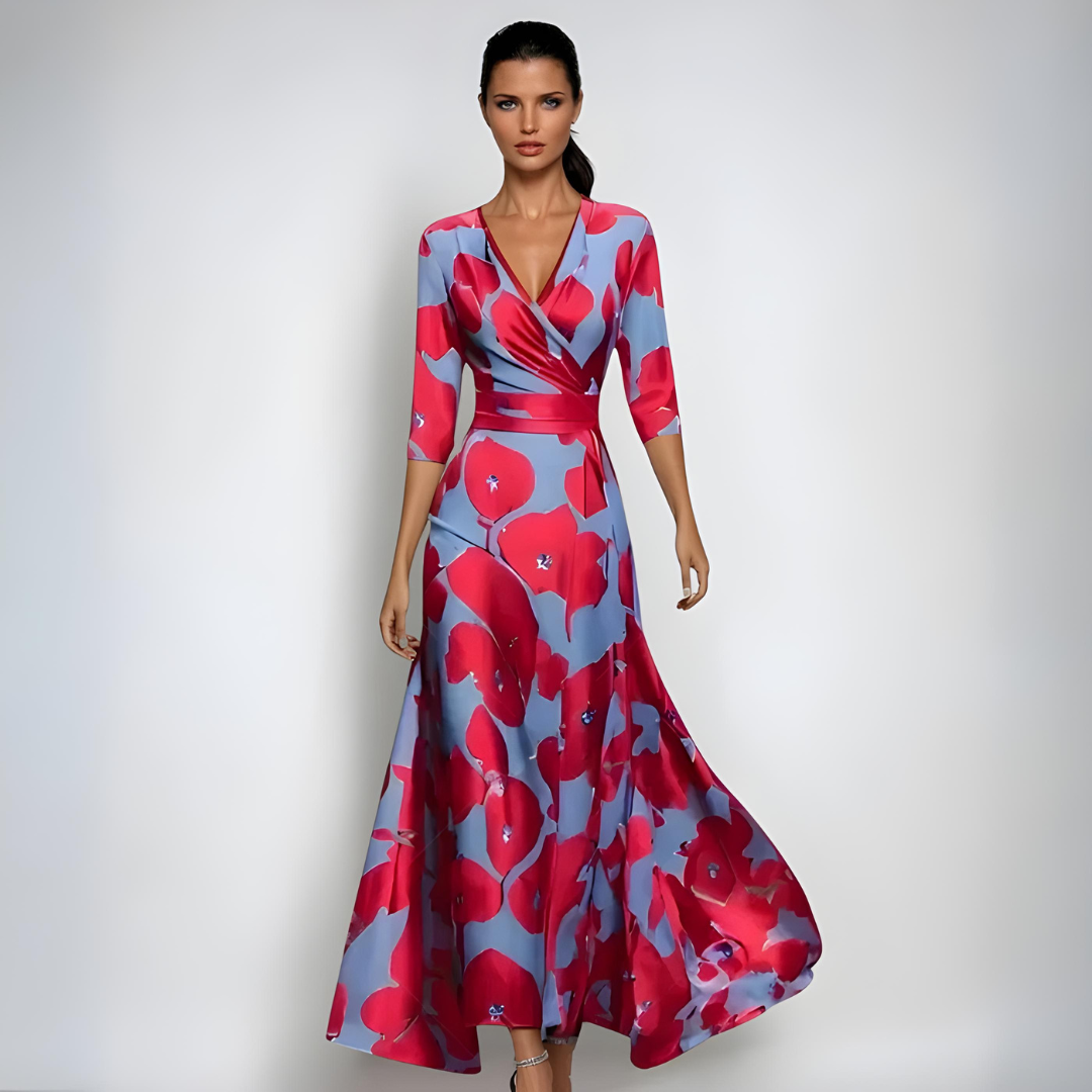 Floral Wrap Maxi Dress For Women Elegant Summer Gown - OKOHOKO™ FASHION