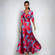 Floral Wrap Maxi Dress For Women Elegant Summer Gown - OKOHOKO™ FASHION