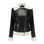 Womens Eco Leather Winter Jacket With Plush Fleece Lining - OKOHOKO™ FASHION