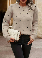 Polka Dot Knit Sweater For Women Soft Cozy Pullover - OKOHOKO™ FASHION