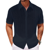 Men's Lightweight Summer Polo Shirt Breathable Knit Black Shirts