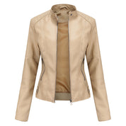 Womens Slim Leather Jacket Lightweight Casual Fashion - OKOHOKO™ FASHION