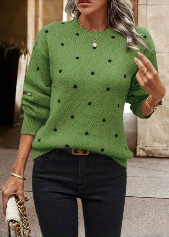 Polka Dot Knit Sweater For Women Soft Cozy Pullover - OKOHOKO™ FASHION