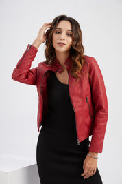 Womens Slim Leather Jacket Lightweight Casual Fashion - OKOHOKO™ FASHION