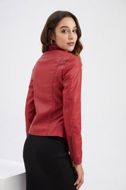 Womens Slim Leather Jacket Lightweight Casual Fashion - OKOHOKO™ FASHION