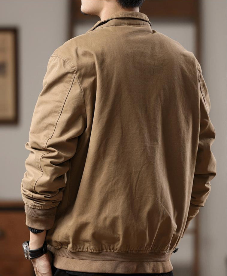 Canvas Wind Resistant Pilot Collar Jacket For Layering Men's Clothing