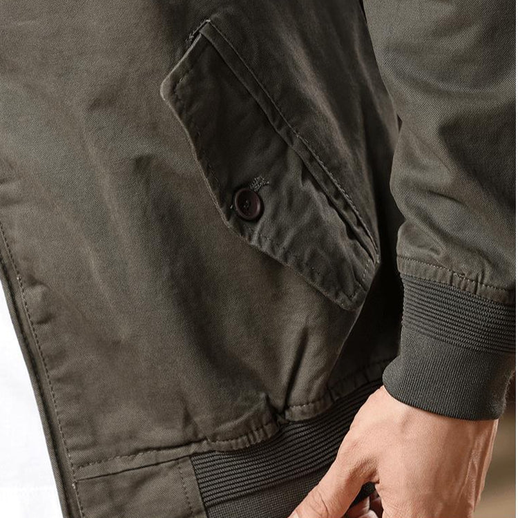 Canvas Wind Resistant Pilot Collar Jacket For Layering Men's Clothing
