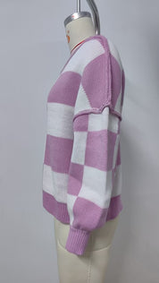 Womens Checkerboard Knit Sweater For Cozy Warmth Everyday - OKOHOKO™ FASHION