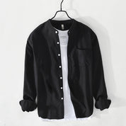 Cotton Shirt for Men and Women Long Sleeve Button Up Black Shirts