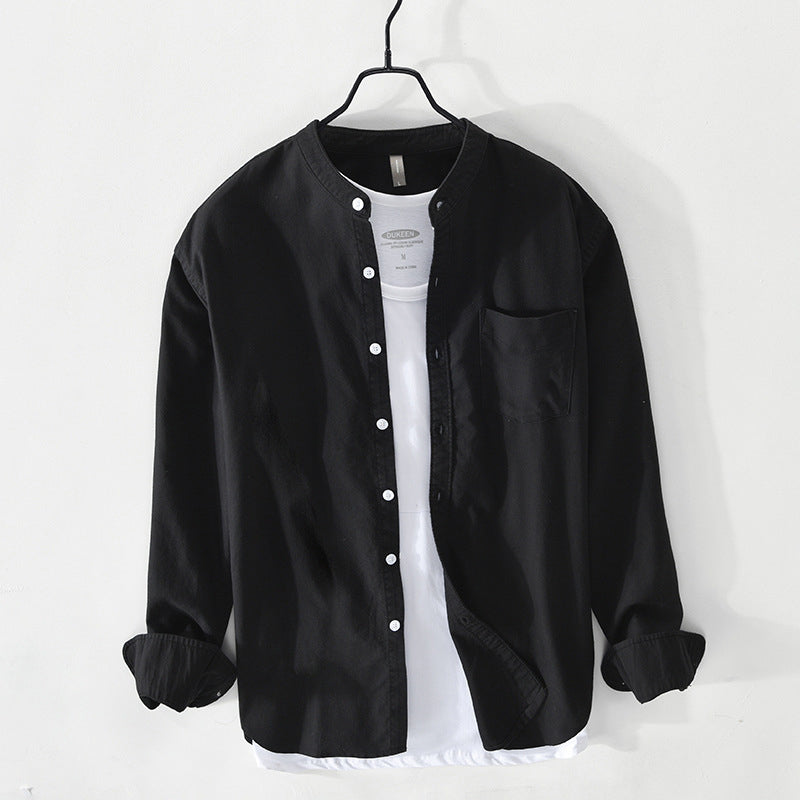 Cotton Shirt for Men and Women Long Sleeve Button Up Black Shirts
