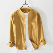 Cotton Shirt for Men and Women Long Sleeve Button Up Yellow Shirts