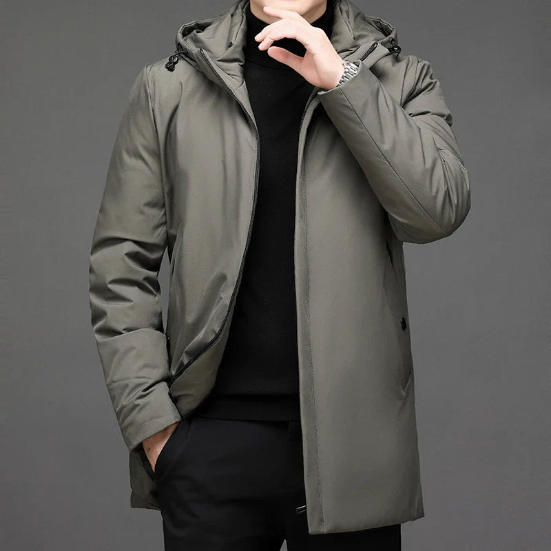 Mens Winter Hooded Overcoat With Warmth And Classic Style - OKOHOKO™ FASHION