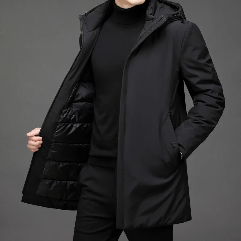 Mens Winter Hooded Overcoat With Warmth And Classic Style - OKOHOKO™ FASHION