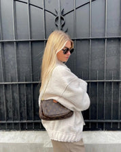 Womens Oversized Tweed Bomber Jacket Cozy Autumn Style - OKOHOKO™ FASHION