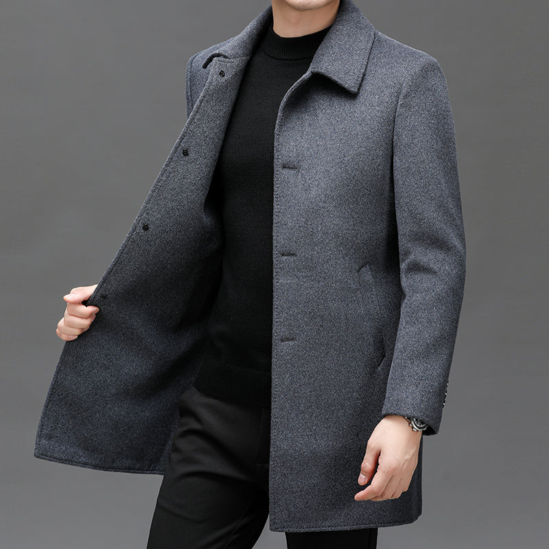Men Wool Overcoat Classic Wool Blend Winter Coat Warm - OKOHOKO™ FASHION