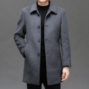 Men Wool Overcoat Classic Wool Blend Winter Coat Warm - OKOHOKO™ FASHION