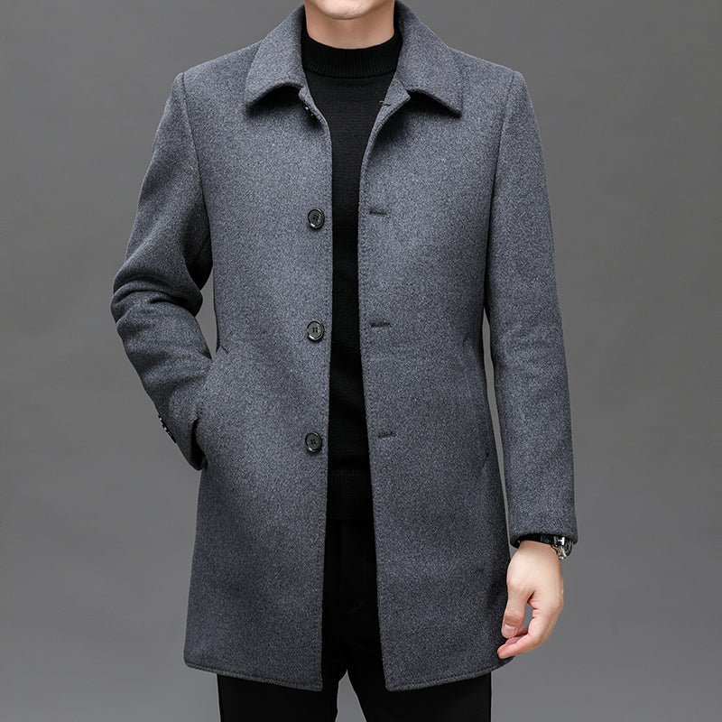 Men Wool Overcoat Classic Wool Blend Winter Coat Warm - OKOHOKO™ FASHION