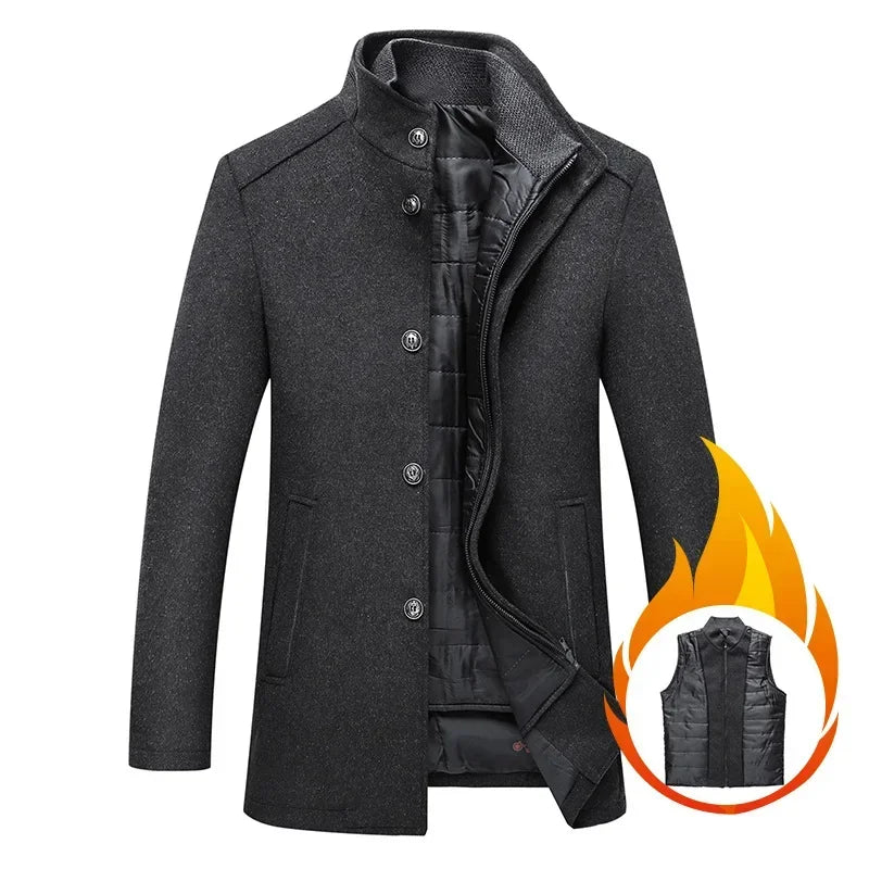 Mens Winter Overcoat With Long Sleeve For Formal Wear - OKOHOKO™ FASHION