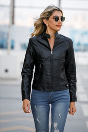 Womens Slim Leather Jacket Lightweight Casual Fashion - OKOHOKO™ FASHION