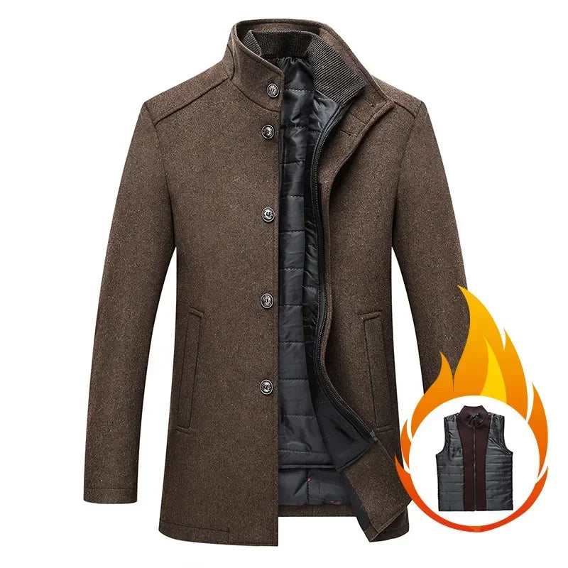 Mens Winter Overcoat With Long Sleeve For Formal Wear - OKOHOKO™ FASHION