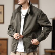 Canvas Wind Resistant Pilot Collar Jacket For Layering Men's Clothing