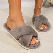 Women Open Toe Fuzzy Slippers Cozy Plush Home Slippers - OKOHOKO™ FASHION