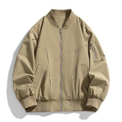 Lightweight Weather Resistant Bomber Jacket With Modern Fit Beige Multi-Color Men's Clothing