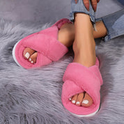 Women Open Toe Fuzzy Slippers Cozy Plush Home Slippers - OKOHOKO™ FASHION