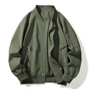 Weather Resistant Bomber Jacket With Zipper Pockets Green Men's Clothing