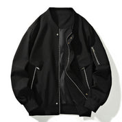 Weather Resistant Bomber Jacket With Zipper Pockets Black Men's Clothing